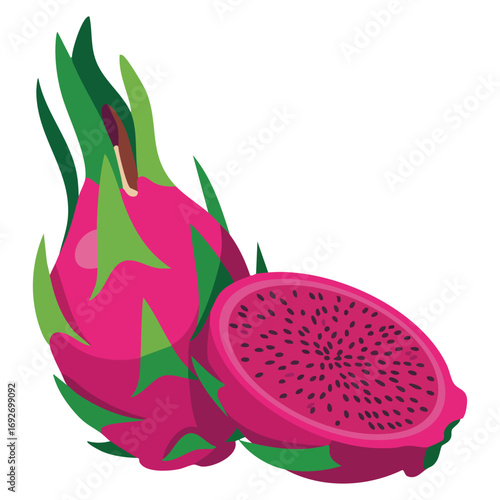 Pitaya dragon fruit flat icon isolated vector illustration on white background