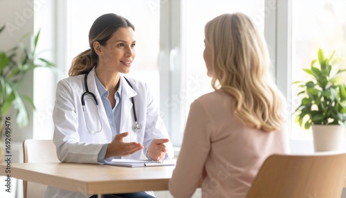 Doctor consulting with patient in modern medical office