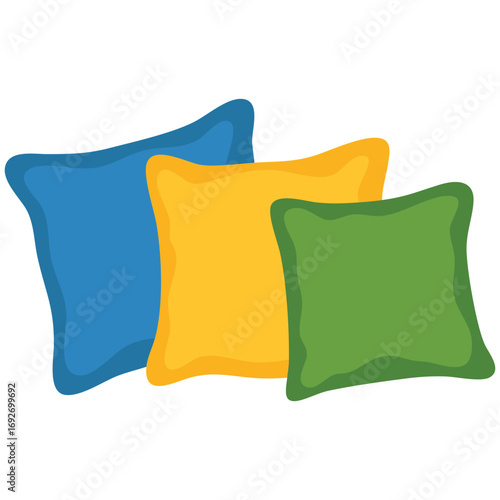 Bedroom pillows isolated on white isolated vector illustration on white background