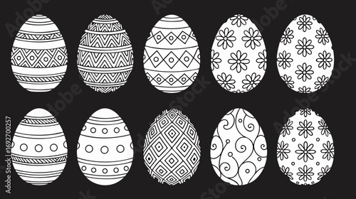 Decorative Easter eggs coloring page for kids  