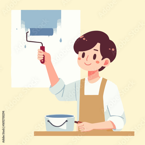 illustration of someone painting a wall