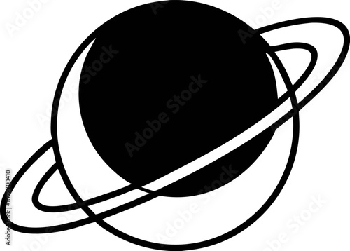 Abstract Planetary Icon with Ring System Modern Minimalist Symbol for Space, Science, and Design