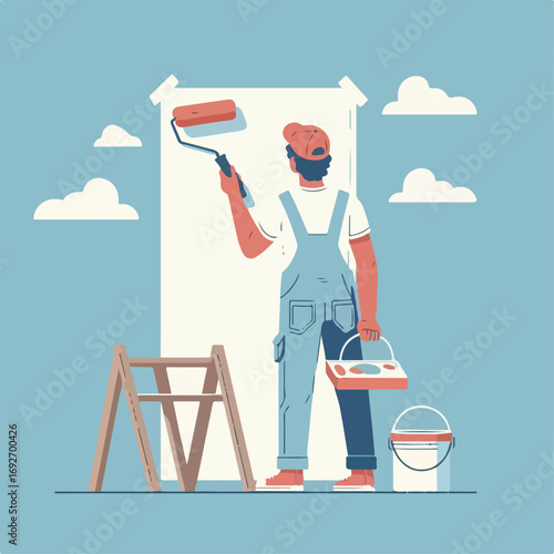 illustration of someone painting a wall