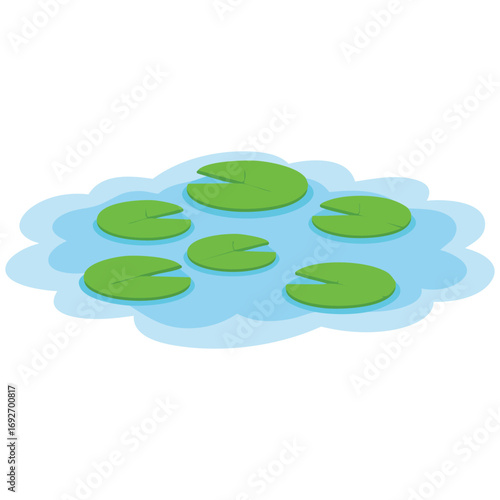Lotus flower on lake isolated vector illustration on white background