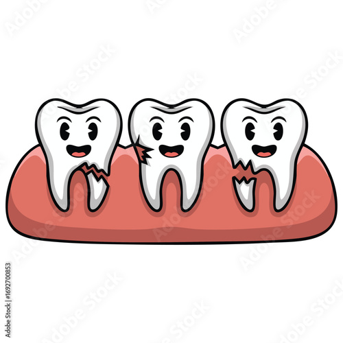 Sick teeth with stains dentistry isolated vector illustration on white background