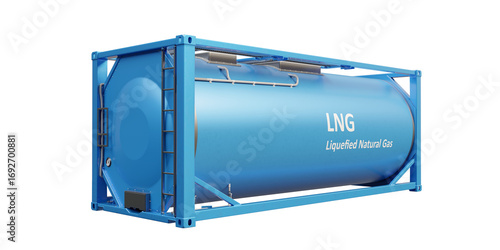Bild auf Leinwand Blue ISO 20ft tank container with Liquefied Natural Gas (LNG), isolated on transparent background