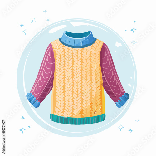 Cute Cartoon Knitted Warm Jumper Clothing Winter Season Illustration