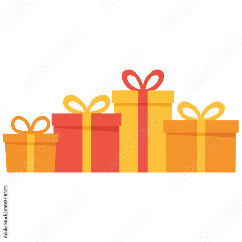 Large set of holiday gifts presents isolated vector illustration on white background