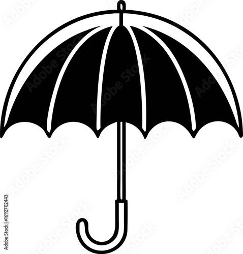 A Stylishly Rendered Umbrella Illustration Depicting Shelter, Protection, and Weather Resistance with Clean Lines and Bold Black Silhouette