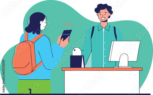 business man and woman in office