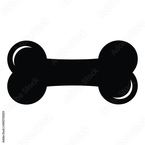 Vector art of black silhouette of a dog bone
