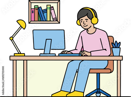 business woman working on computer