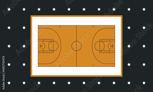 Basketball Court. Basketball design. Street sport art. Game Day. Basketball playoff. Final games. Team championship. Ball for Basketball. Sport creative poster. Modern graphic. Vector wallpaper