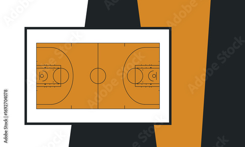 Basketball Court. Basketball design. Street sport art. Game Day. Basketball playoff. Final games. Team championship. Ball for Basketball. Sport creative poster. Modern graphic. Vector wallpaper