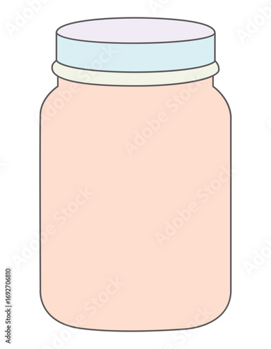 Pastel colored plastic jar vector illustration with lid for packaging design