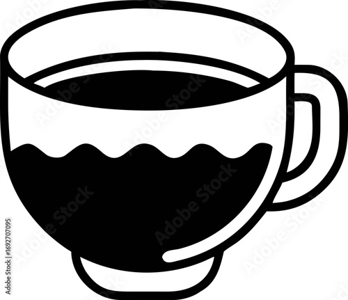 Simple Line Drawing of a Coffee Cup Filled with Dark Liquid, Perfect for Beverage-Related Designs