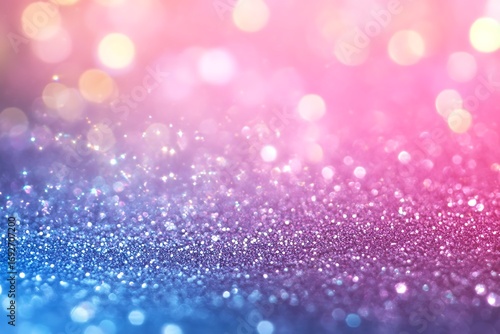 Sparkling bokeh lights in pink and blue gradient background