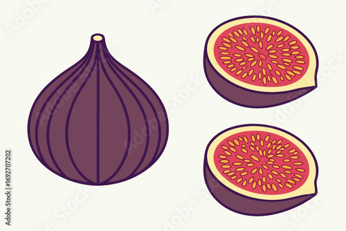 Whole and Sliced Figs on White Background fruit