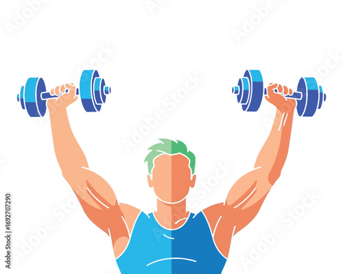 Vector illustration of man lifting dumbbells