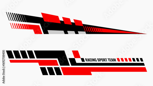 Set of car stripes design. Car side graphic design. Car decal and sticker design. Automotive decoration. Racing design template. 
