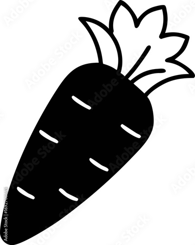 Simple carrot vector icon in a solid black glyph style. Isolated vegetable graphic design element for healthy food concepts. Ai (3)