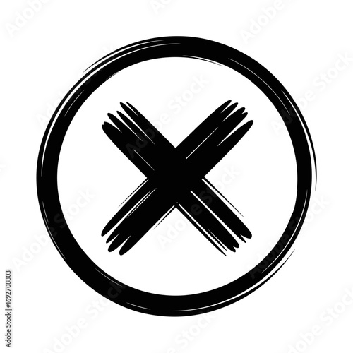 Black X mark icon in circle vector illustration for error or rejection symbol and design element