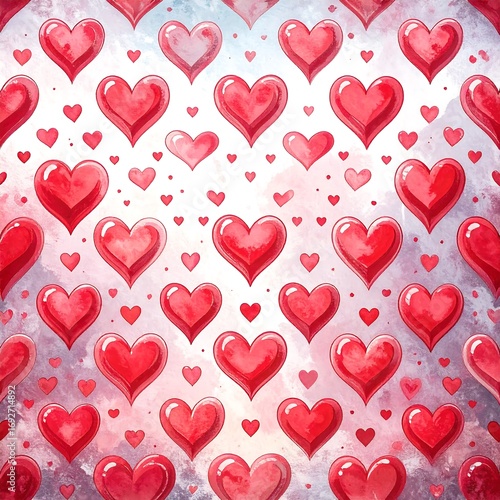 Heart pattern on a watercolor background