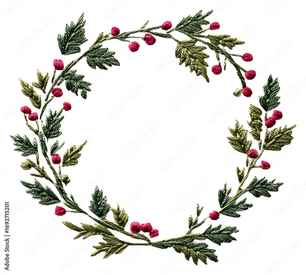 Fototapeta premium PNG The holly wreath embroidery craft accessories.