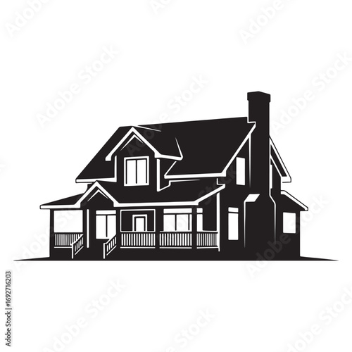 Classic House Silhouette Vector Illustration
