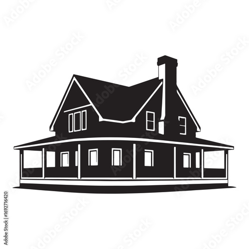 Classic House Silhouette Vector Illustration