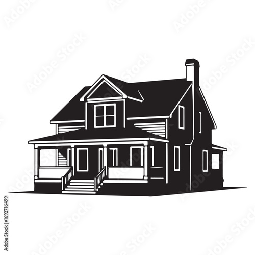 Classic House Silhouette Vector Illustration