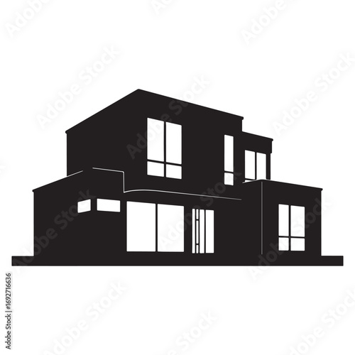 Modern House Silhouette Vector Illustration