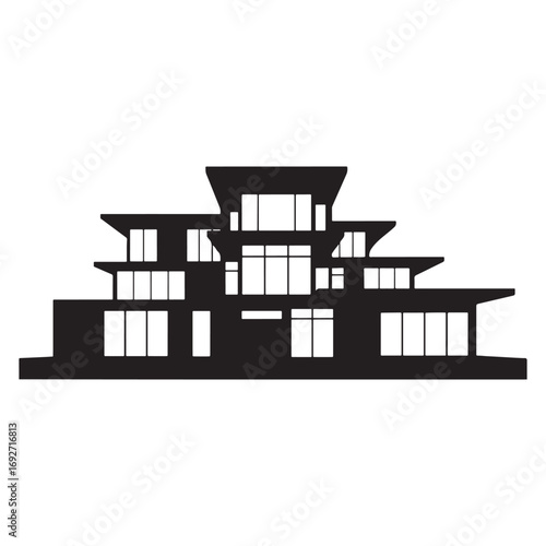 Modern House Silhouette Vector Illustration