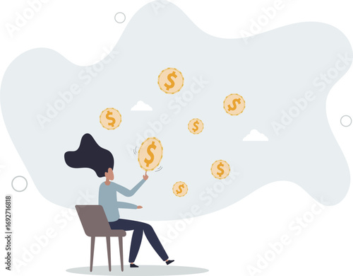 Financial plan investment strategy, decision to make profit or pay off debt, contemplation or thinking about savings and wealth concept.life and employment of people.