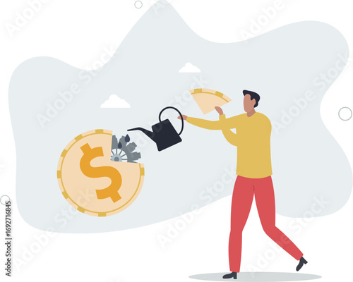 Financial or money liquidity to help economic stimulus, central bank monetary policy to help lubricate economy concept.life and employment of people.