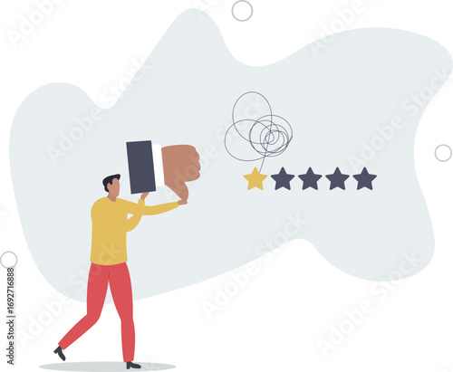 Negative feedback, bad review or one star customer feedback, terrible or poor quality user experience, low rating result or disappointment concept.life and employment of people.