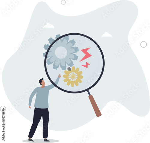 Analyze problem to fix the process, solving business issue for smooth workflow, project management or development concept.life and employment of people.