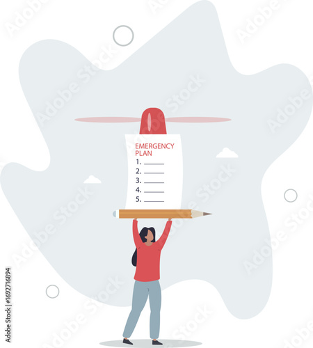 Business emergency plan, checklist to do when disaster happen to continue business and build resilience concept.life and employment of people.