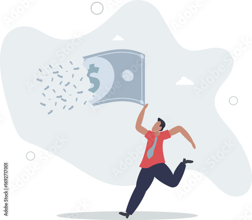Lose money investment in financial crisis, profit and loss in business or deflation and inflation concept.life and employment of people.