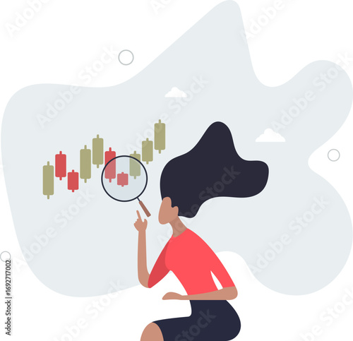 Stock market graph analysis, crypto trader trend line or finding buy and sell indicator, investment, forex trade or make profit concept.life and employment of people.