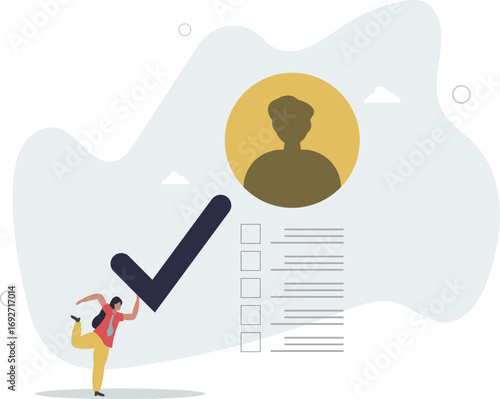 Evaluation or employee assessment, rating or performance review for improvement, satisfaction feedback checklist.life and employment of people.