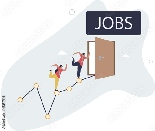 Unemployment rate or hiring position statistics or forecast, economy growth or recession,life and employment of people.