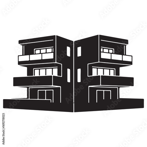 Modern House Silhouette Vector Illustration