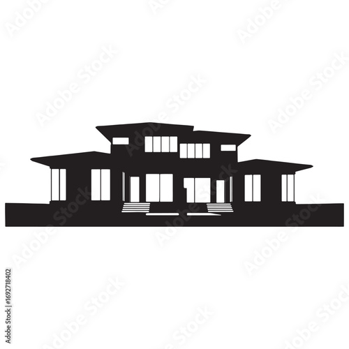 Modern House Silhouette Vector Illustration