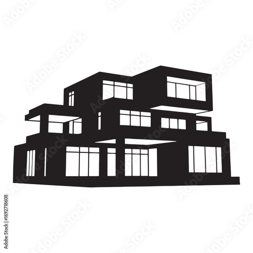 Modern House Silhouette Vector Illustration