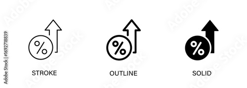 Profit growth icon. Vector icon with line and solid style.