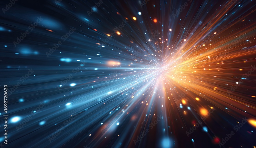 Fototapeta premium Abstract digital burst of light and color radiating outward