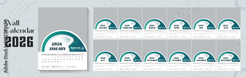 2026 wall calendar template or 2026 corporate business wall calendar