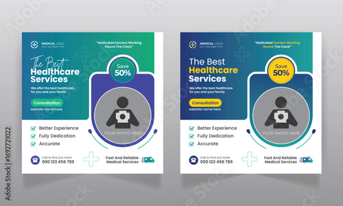 Medical healthcare social media banner design and web banner template