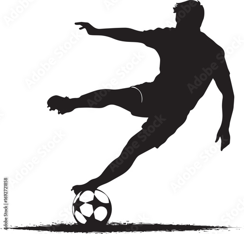 Rugby Kick Player poised and ready for a penalty kick at the goal, full-body silhouette.